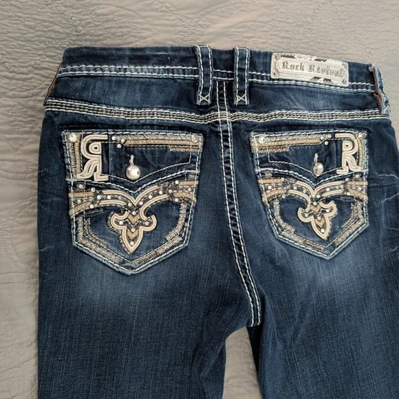 Rock Revival Dark Blue Boot Cut Ysobel Women's Jeans Size 31 - Picture 7 of 8